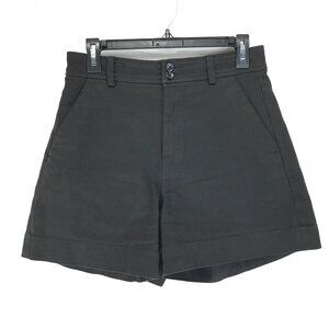Everlane Way-High Canvas Shorts Women's Size 6 Black Stretch Cotton Blend Casual